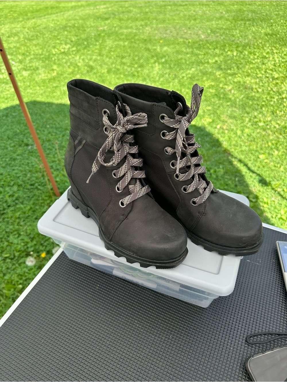 Sorel Women's Black Lace-Up Heel Boots